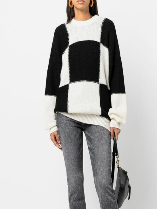 MOTHER Sweaters - Mother The Long Drop Checkered Entry Fee Alpaca Wool Jumper